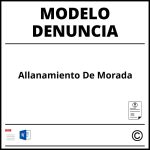Modelo Denuncia Allanamiento De Morada Modelo Denuncia Allanamiento De Morada
