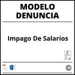 Modelo Denuncia Por Impago De Salarios